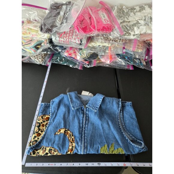 Carolina Colours Womens Elephant Palm Tree Beaded Denim Vest Size Large Safari - Picture 8 of 12